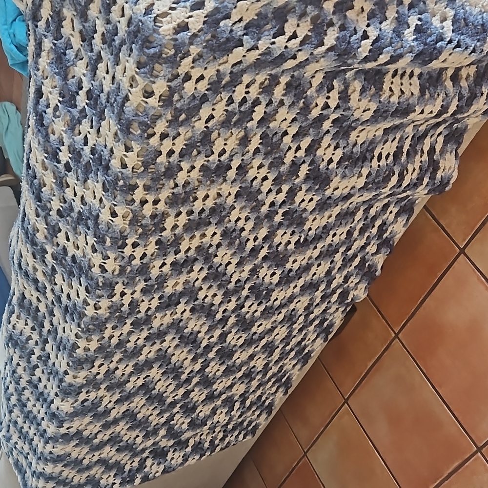 Crocheted Blue Ombre Blanket - Picture 3 of 3